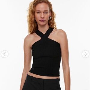 Babaton Black Ribbed Sculpt knit crisscross